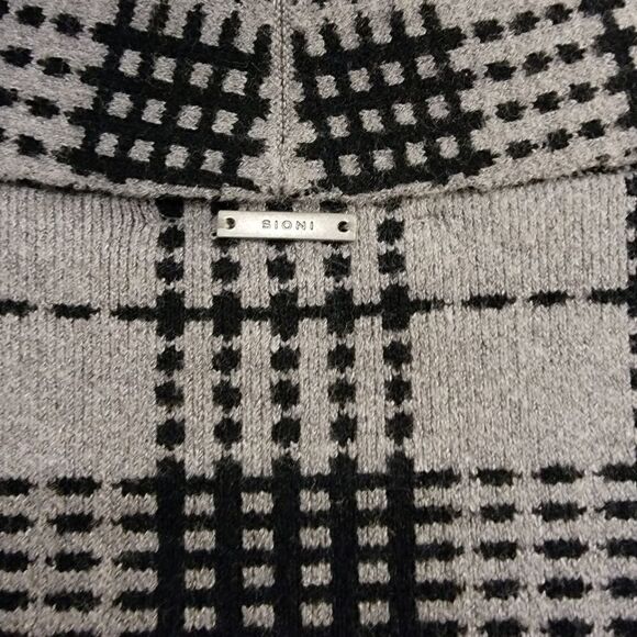 Sioni Open Front Plaid Cardigan Black Gray size small - Picture 4 of 5